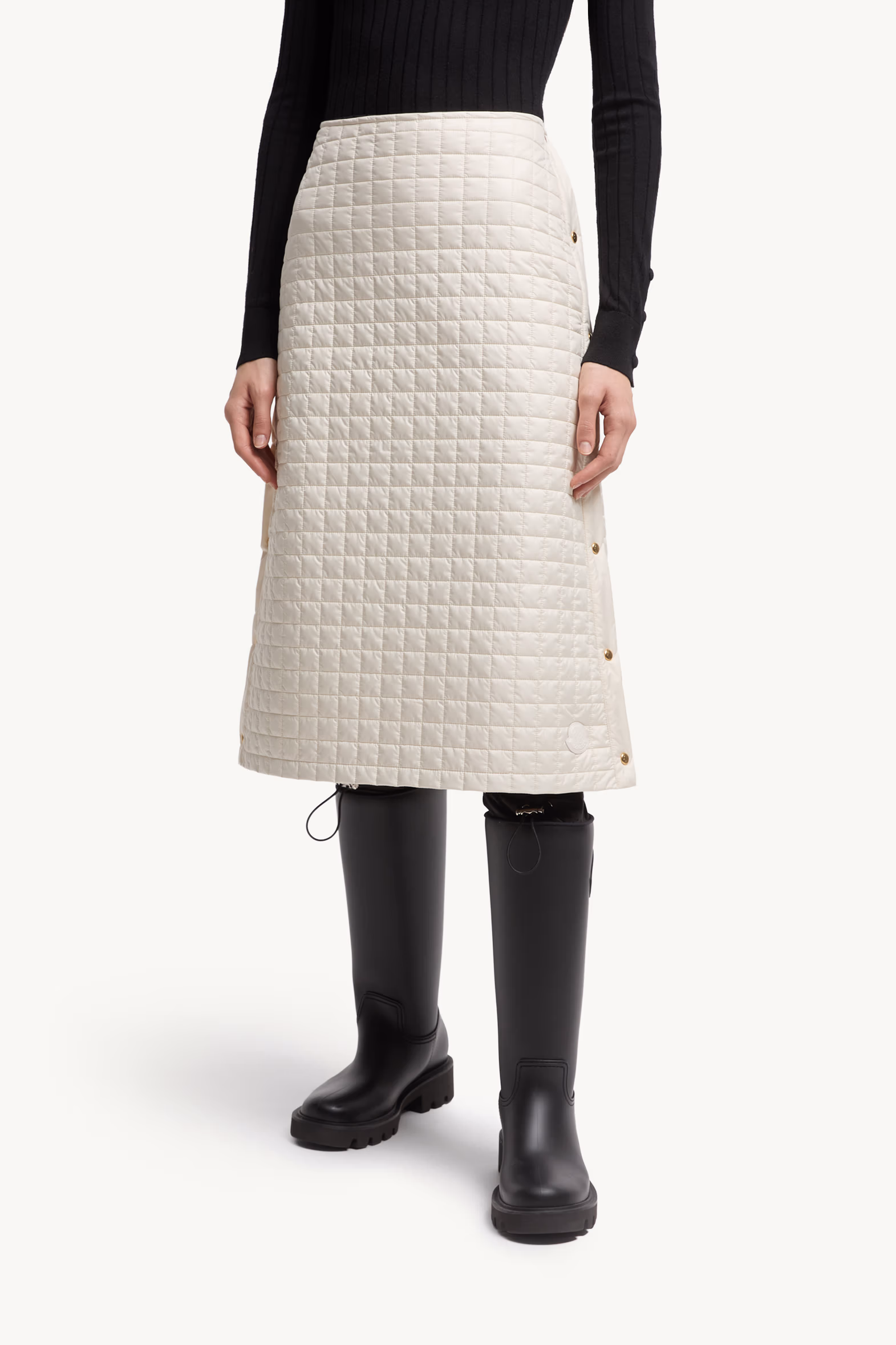 Square-Quilted Padded Midi Skirt Women Light Beige Moncler 3